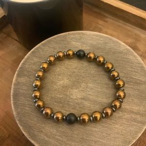 Men’s 8mm gold magnetic hematite